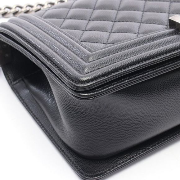 Chanel Shoulder Bag Boy Chanel A67086 Black Caviar Skin (grained Calf) Boy - Picture 7 of 7
